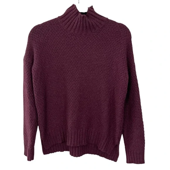Marine Layer Julie‎ Turtleneck Sweater Burgundy Textured Knit Size Small FLAW - Picture 2 of 11